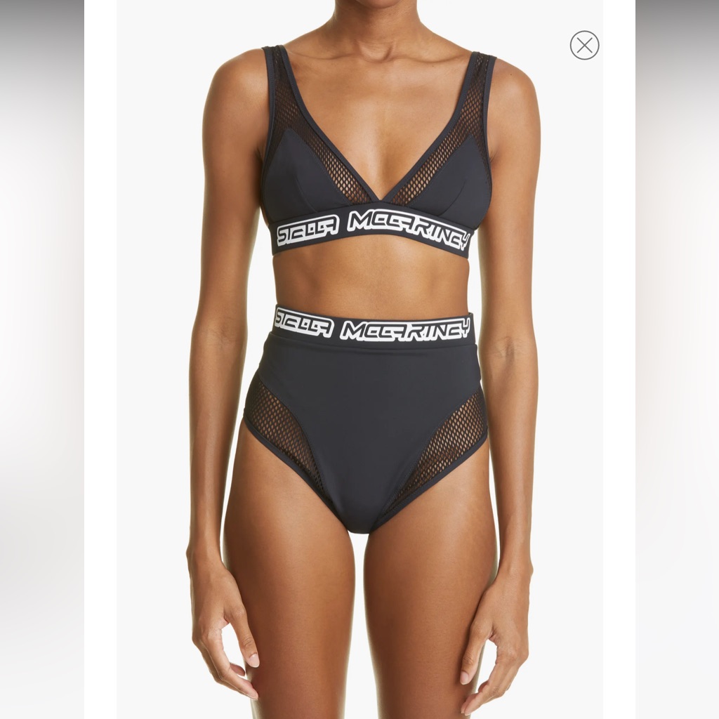 Stella Mccartney***Black Mesh High Leg Waist Bikini Set**Small $589 Current